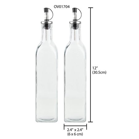Home Basics Leak Proof Easy Pour Oil and Vinegar Bottle, Set of 2, Clear OV01704